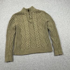 Leo & Nicole 1/4 Zip Cable Knit Sweater Womens Medium Loden Green Mock Neck